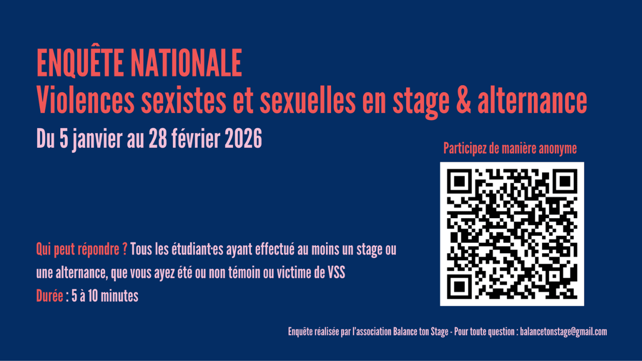 Enquête nationale sur les violences sexistes et sexuelles en stage et en alternance